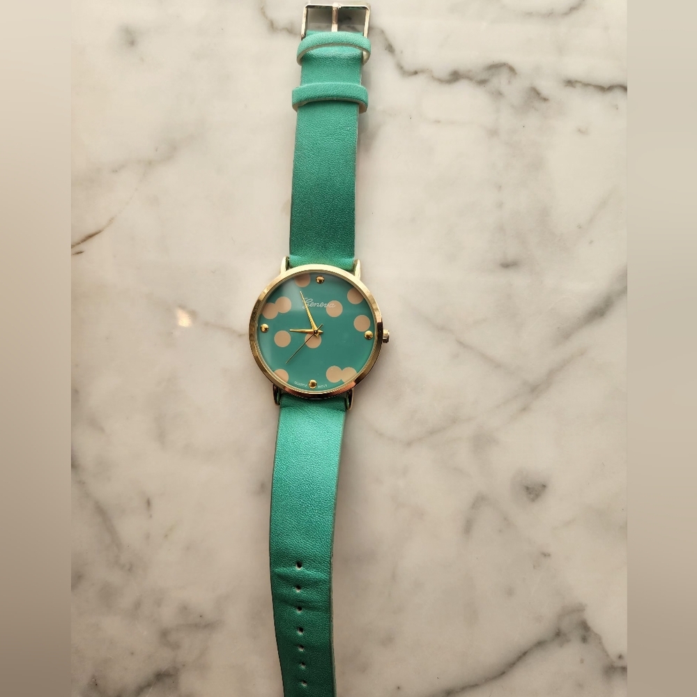 Womens Preppy Teal Watch with Gold Accents